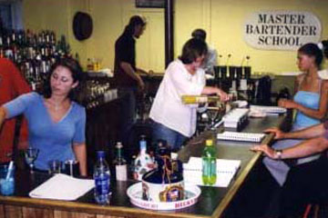 Lear behind an actual bar the Newmarket, New Hampshire Master Bartender School!